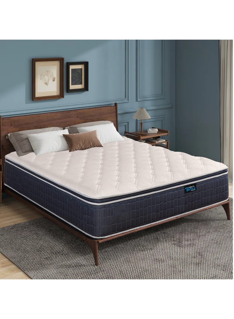 تريفكس مرتبة كينج سايز، مرتبة بونيل سبرينجز، وسادة علوية، سمك 30 سم، مرتبة كينج سايز مع إسفنج ميموري فوم جل وإسفنج بولي يوريثان، نسيج محبوك عالي الجودة، مضاد للبكتيريا، 450 جرام لكل متر مربع، مقاوم للحريق، مرتبة متينة ومريحة، 180×200 - Image 1