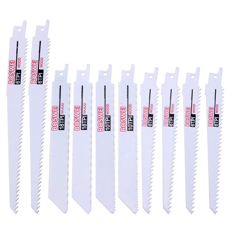 WorldCare 10pcs 6TPI8TPI10TPI Reciprocating Saw Blades Wood Metal Cutter Blade446785 Pack of 1  - Image 4