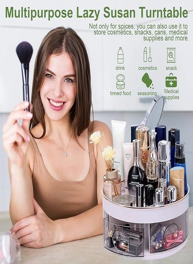 VPGS رف توابل دوار من قطعة واحدة من VPGS، حاوية مكياج، حاويات أدوات تجميل، منصات بلاستيكية، صينية من طبقتين، صينية مستحضرات تجميل، صينية بلاستيكية، طبق تقديم طعام دوار، حاوية فواكه حلزونية - Image 3
