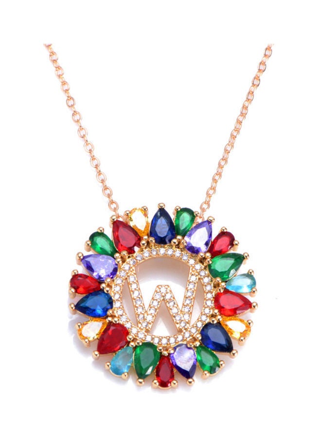 NIBEMINENT Cubic Zirconia Studded Pendant Chain Necklace