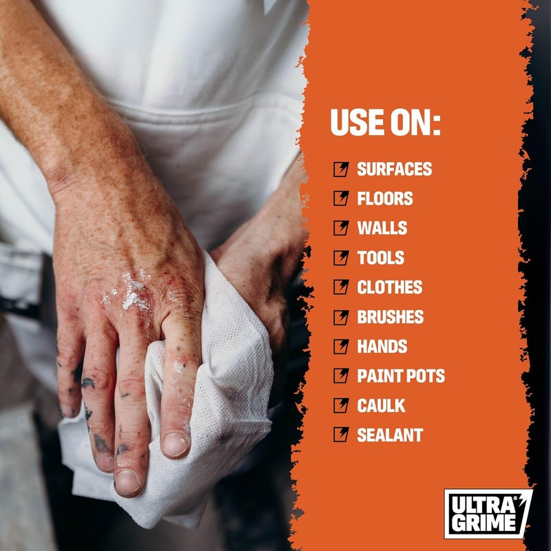 UltraGrime مناديل DIY XXL للاستخدام الشاق 80 منديل سميك - مناديل كبيرة للاستخدام الشاق - مناديل تنظيف للاستخدام الشاق - مناديل مزيلة للبقع - مناديل تنظيف الأسطح - للاستخدام الشاق - مناديل متعددة الاستخدامات لإزالة الطلاء - Image 3