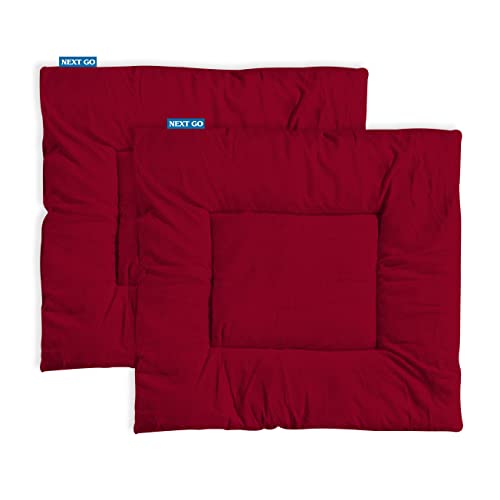 NEXTGO Floor Mat Puja Aasan 2Feet x 2Feet | Velvet Makhmal Fabric Microfiber Filling Floor Aasan for Dinner, Puja, Meditation, Garden, Yoga Mat for Home Office Ghar | Pack of 2 Indian Maroon - Image 1