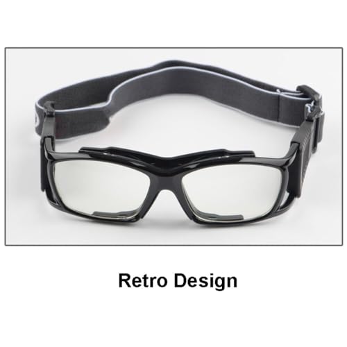 EnzoDate Vintage Basketball Glasses Slimfit Protective Safety Sports Goggles (black) - Image 2