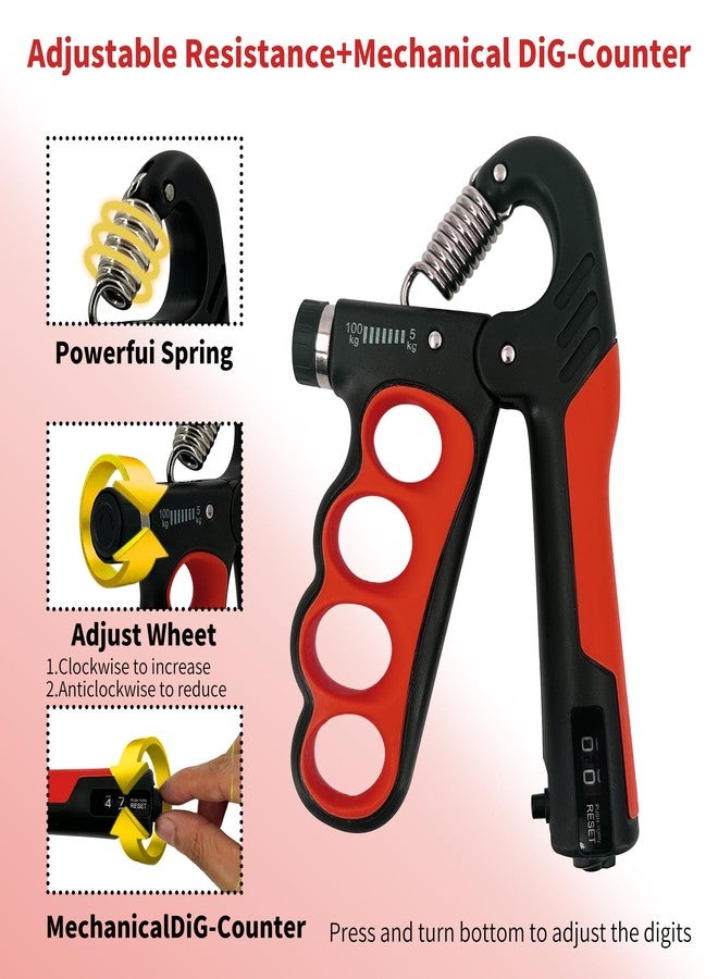 Senston Grip Strength Trainer 2 Pack - Adjustable 11-220Lbs (5-100KG) with Auto Counter, Hand Grip Strengthener, Forearm Exerciser for Athletes, Musicians, Gym, Home, Injury Rehab - Image 2