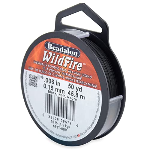 Beadalon Wildfire Stringing Thread .006" X50'-Black - Image 1