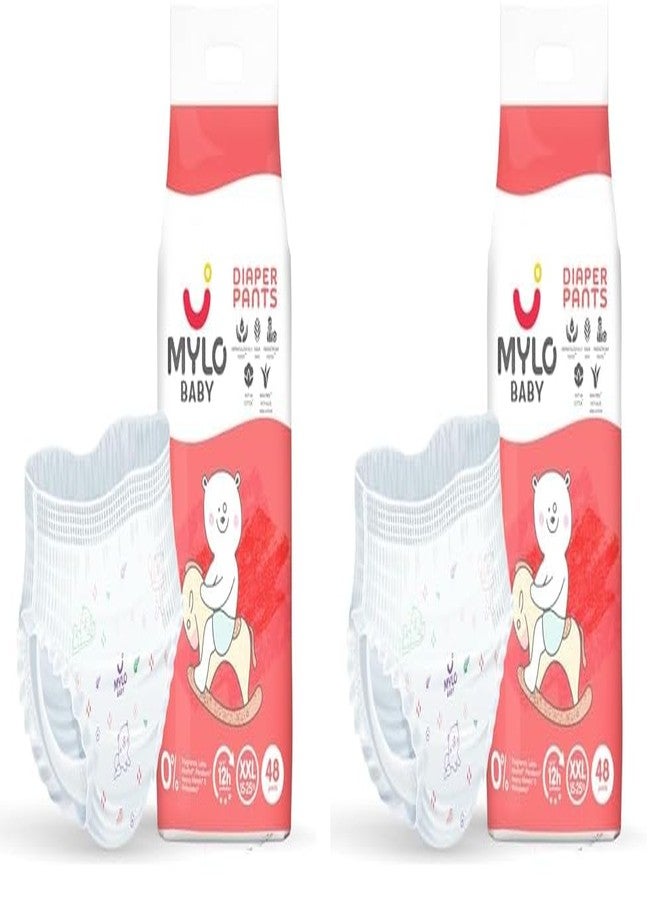 Mylo Baby Diaper Pants Extra Large (XXL) Size 15-25 kgs (48 count) Leak Proof | Lightweight | Rash Free | 12 Hours Protection | ADL Technology (Pack of 2)