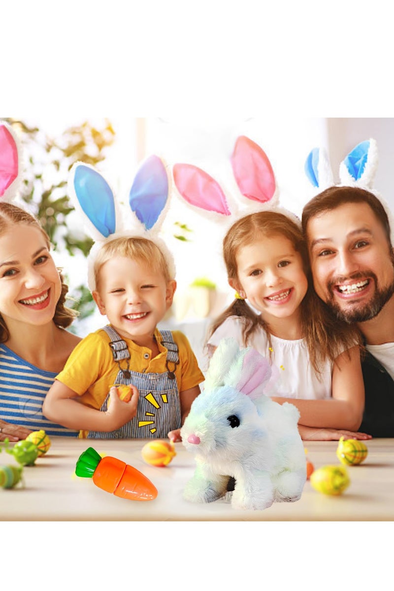 Hopping Rabbit Interactive Electronic Pet Plush Bunny Toy with Sounds and Movements Animated Walking Wiggle Ears Twitch Nose Gift for Toddlers Birthday, iridescent, 7''  - Image 5