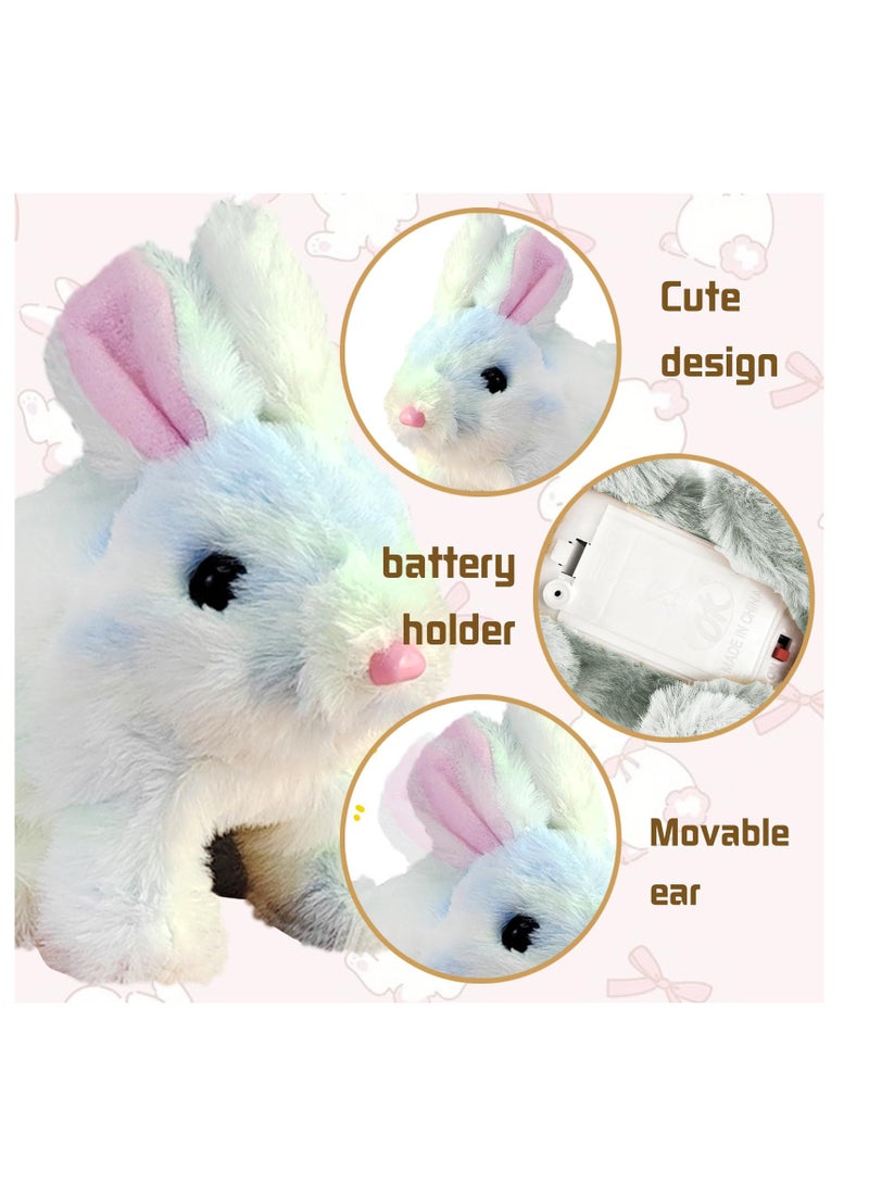 Hopping Rabbit Interactive Electronic Pet Plush Bunny Toy with Sounds and Movements Animated Walking Wiggle Ears Twitch Nose Gift for Toddlers Birthday, iridescent, 7''  - Image 4
