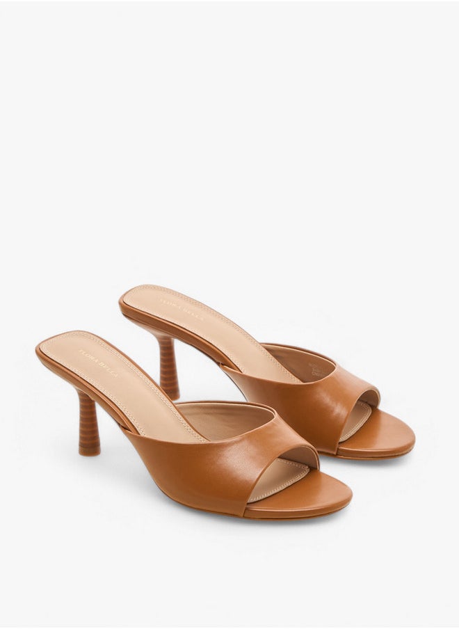 Flora Bella By Shoexpress Solid Slip-On Sandals with Flared Heel  - Image 1