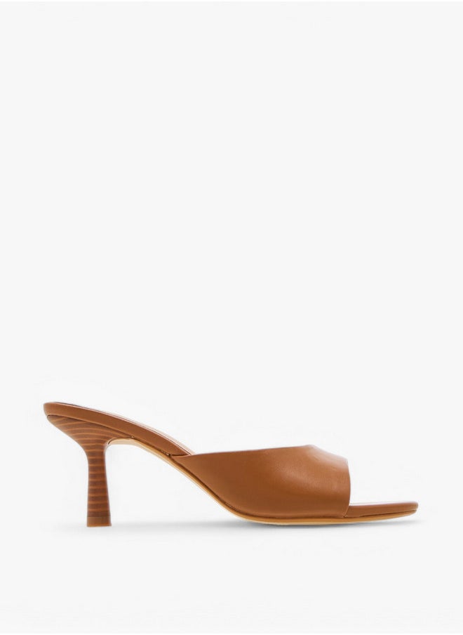 Flora Bella By Shoexpress Solid Slip-On Sandals with Flared Heel  - Image 3