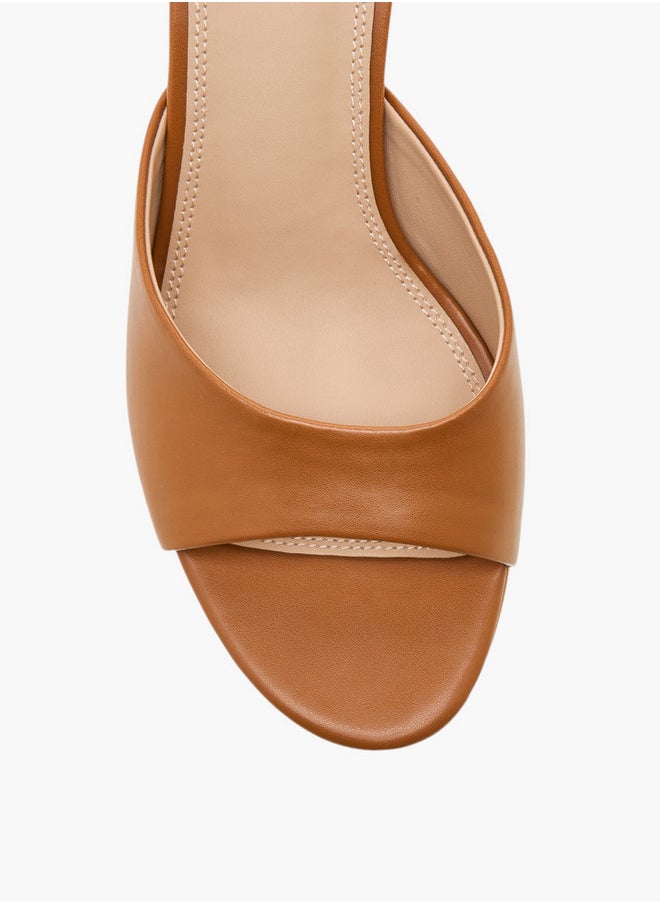 Flora Bella By Shoexpress Solid Slip-On Sandals with Flared Heel  - Image 4