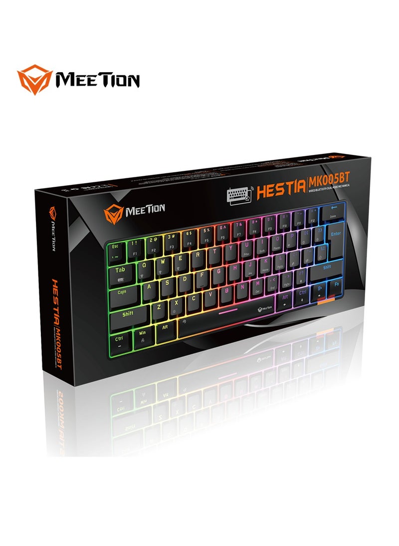 Meetion - MEETION Dual Mode Bluetooth 60% Gaming Keyboard MK005BT Full keys anti-ghosting RGB Chromatic Backlight Wired/Bluetooth Dual Mode Mechanical - Image 1