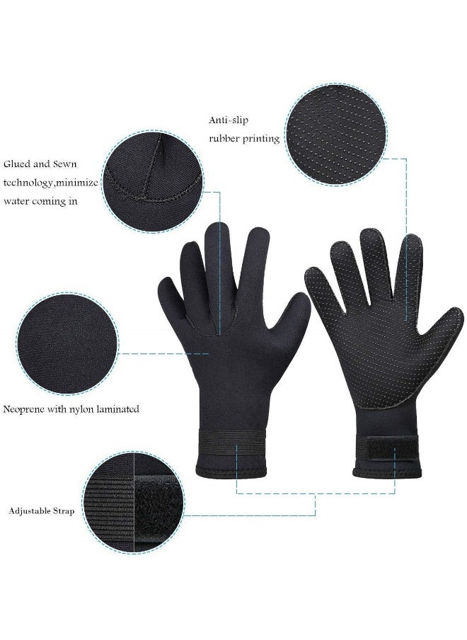 Generic Diving Gloves, 5mm Neoprene Gloves, Waterproof Warm Diving Gloves with Adjustable Velcro, Anti-Slip Water Gloves for Women Men for Diving, Surfing, Kayaking, Snorkeling, Sailing (Black, L)  - Image 3
