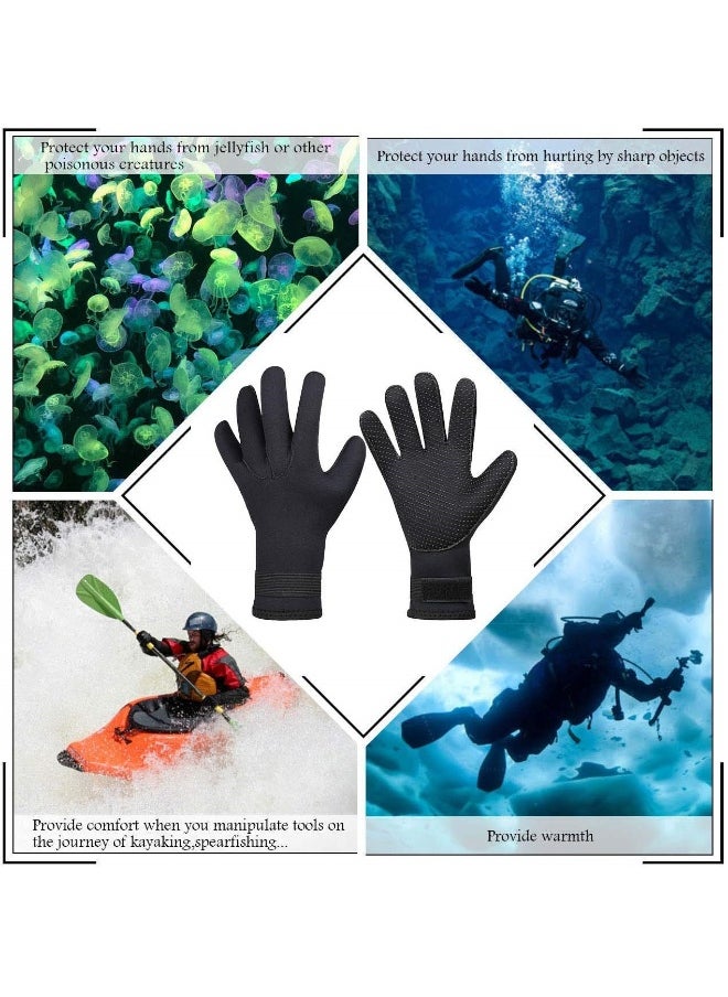 Generic Diving Gloves, 5mm Neoprene Gloves, Waterproof Warm Diving Gloves with Adjustable Velcro, Anti-Slip Water Gloves for Women Men for Diving, Surfing, Kayaking, Snorkeling, Sailing (Black, L)  - Image 4