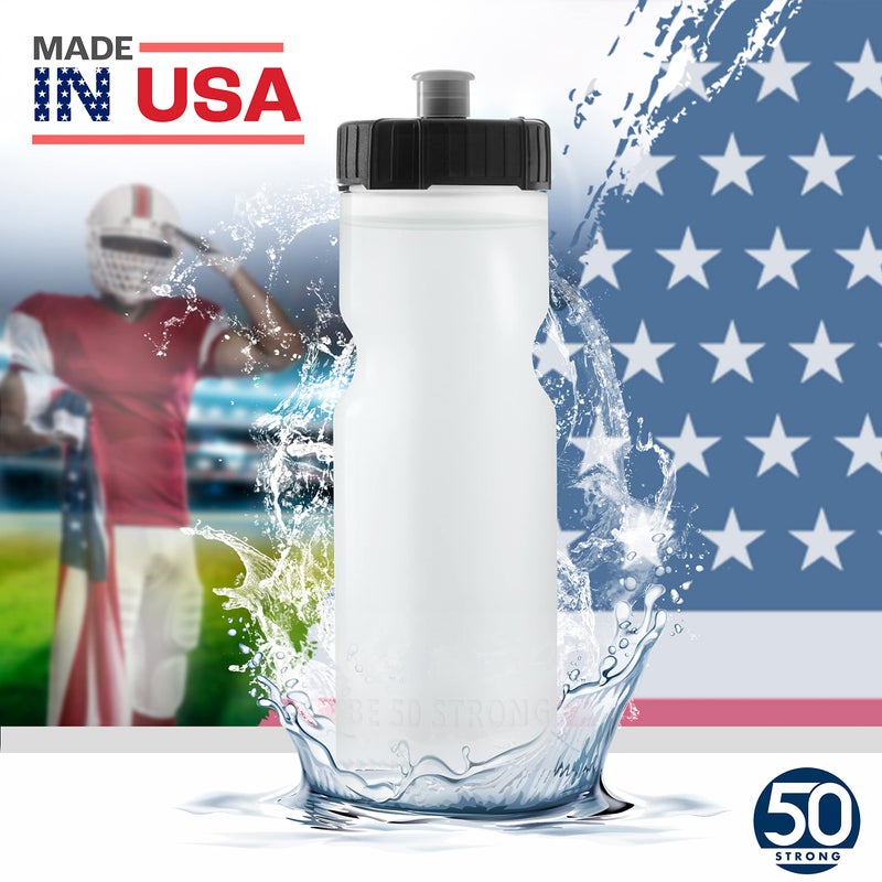 50 Strong Sports Squeeze Water Bottle 6 Pack - 22 oz. BPA Free Easy Open Push/Pull Cap - USA Made (Clear) - Image 5