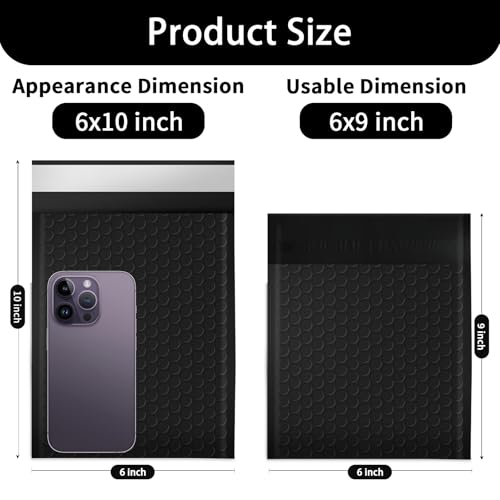 Alilmein 610 Inch Bubble Mailers 50 Pack Waterproof Padded Envelopes Self Seal Adhesive Shipping Bags for Mailing Cards Jewelry Makeup and Small Business Packaging - Image 3