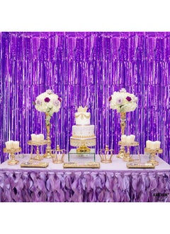KATCHON KatchOn, XtraLarge Purple Foil Fringe Curtain - 8x3.2 Feet, Pack of 2, Purple Party Decorations | Purple Backdrop Curtain for Mermaid Birthday Decorations | Purple Streamers for Mardi Gras Decorations  - Image 2