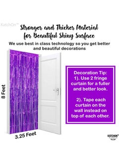 KATCHON KatchOn, XtraLarge Purple Foil Fringe Curtain - 8x3.2 Feet, Pack of 2, Purple Party Decorations | Purple Backdrop Curtain for Mermaid Birthday Decorations | Purple Streamers for Mardi Gras Decorations  - Image 3