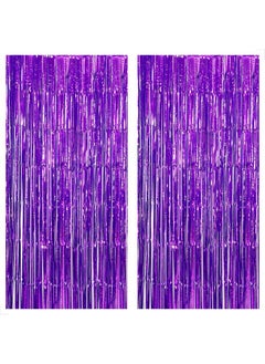 KATCHON KatchOn, XtraLarge Purple Foil Fringe Curtain - 8x3.2 Feet, Pack of 2, Purple Party Decorations | Purple Backdrop Curtain for Mermaid Birthday Decorations | Purple Streamers for Mardi Gras Decorations  - Image 1