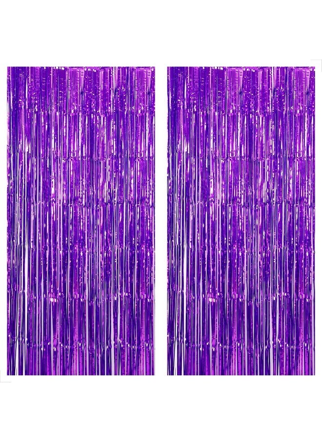 KATCHON KatchOn, XtraLarge Purple Foil Fringe Curtain - 8x3.2 Feet, Pack of 2, Purple Party Decorations | Purple Backdrop Curtain for Mermaid Birthday Decorations | Purple Streamers for Mardi Gras Decorations  - Image 1