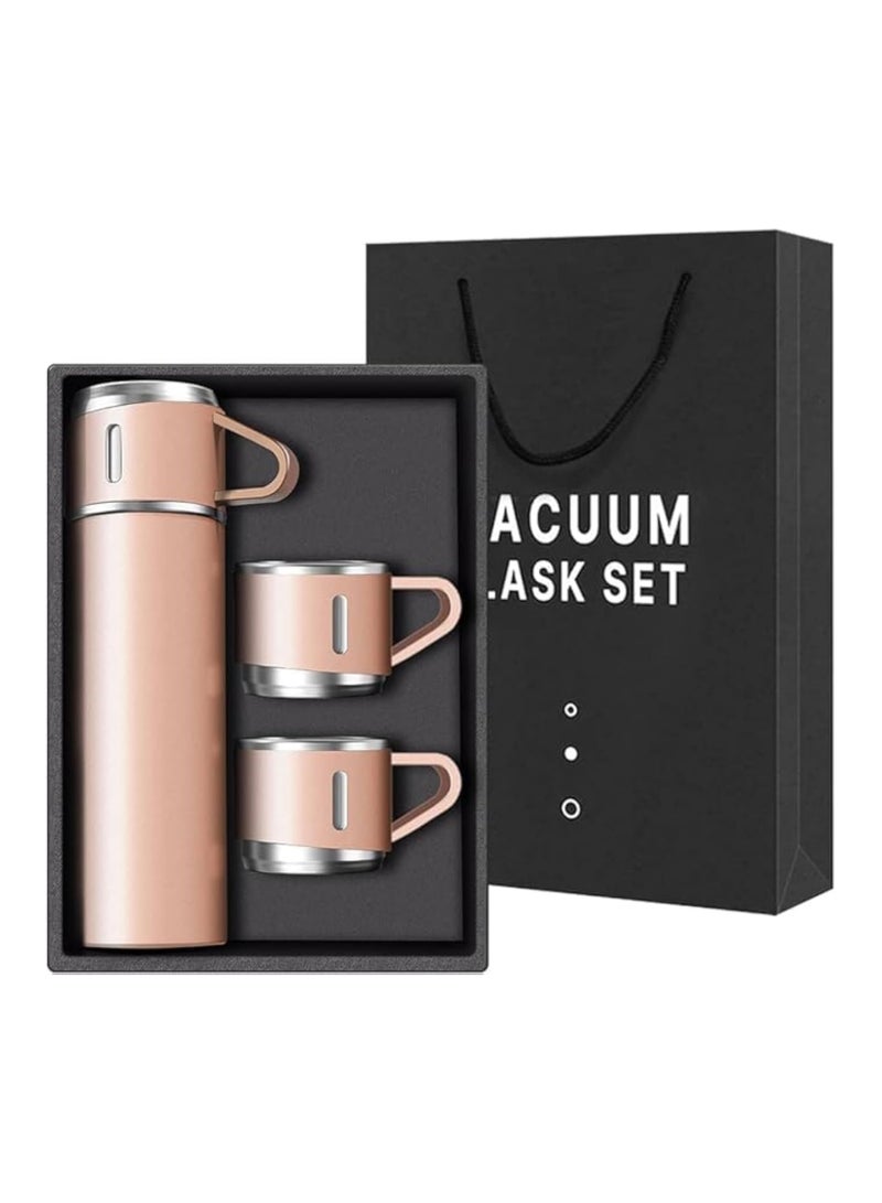 طقم قارورة مفرغة من الفولاذ المقاوم للصدأ مع 3 أكواب - Image 1