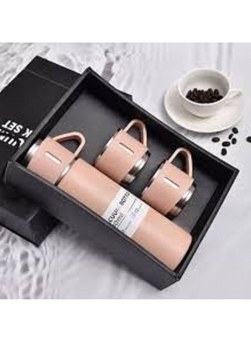 طقم قارورة مفرغة من الفولاذ المقاوم للصدأ مع 3 أكواب - Image 2