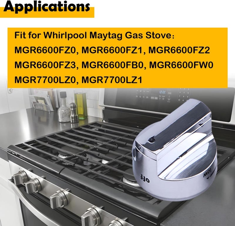 إلسون 5 قطع من مقابض مواقد المواقد W10858251 AP6238046 4534467 PS12074638، متوافقة مع مقابض المواقد الغازية لشركات Whirlpool وMaytag. - Image 3