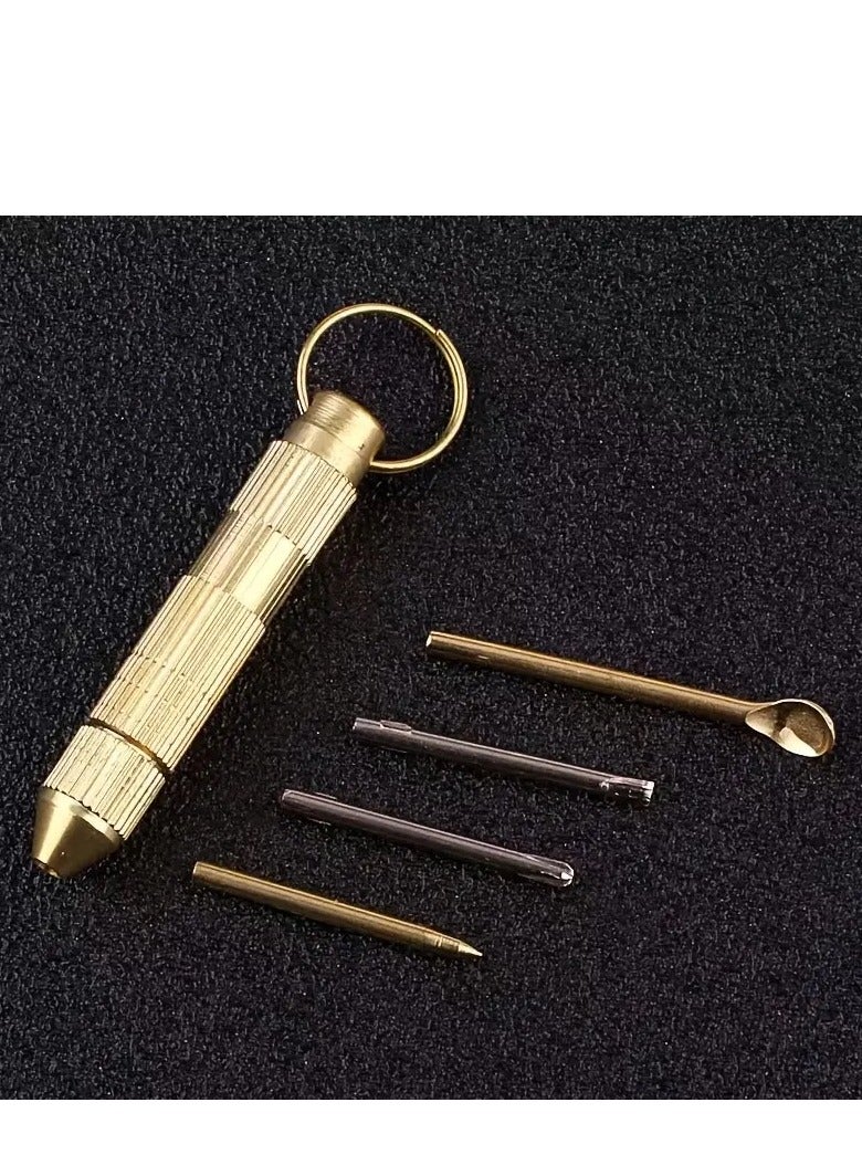 4 in1 Mini Portable Golden Opener Screwdrivers Ear Pick Ear Cleaner toothpick Keychain Kit Fashion Processed - Image 4