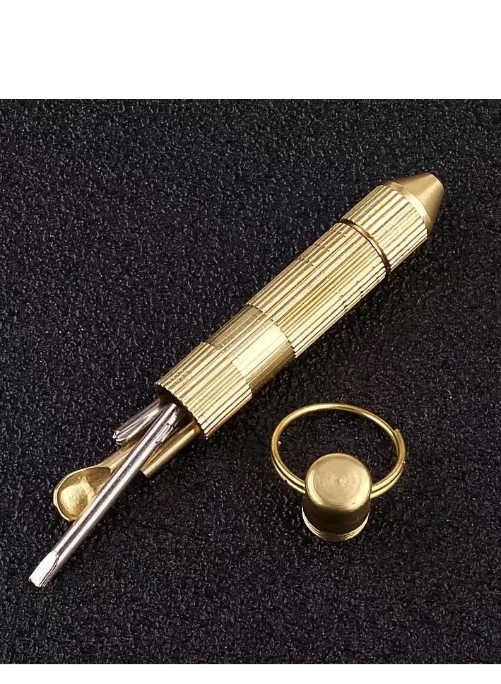 4 in1 Mini Portable Golden Opener Screwdrivers Ear Pick Ear Cleaner toothpick Keychain Kit Fashion Processed - Image 5