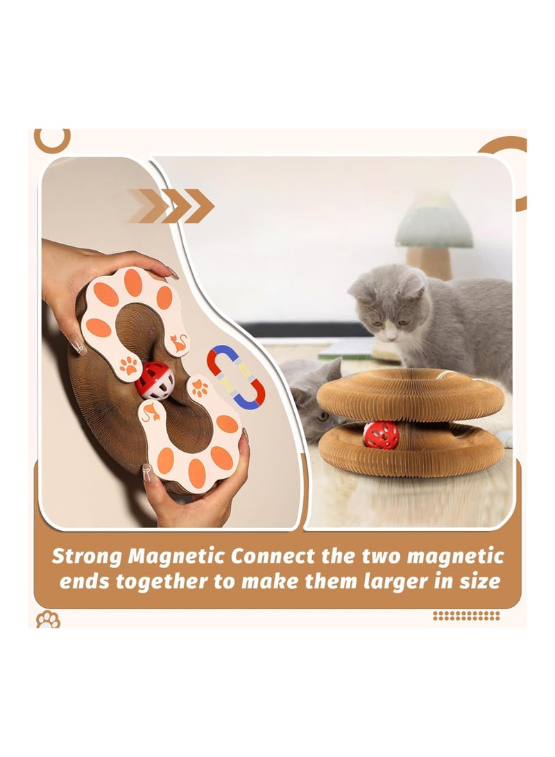 Homify Magic Organ Cat Scratcher with Bell Ball, Compact Accordion Interactive Cat Toys for Grinding Claw Foldable Recyclable Cat Scratching Board Reversible Retractable Sofa Protector - Image 2