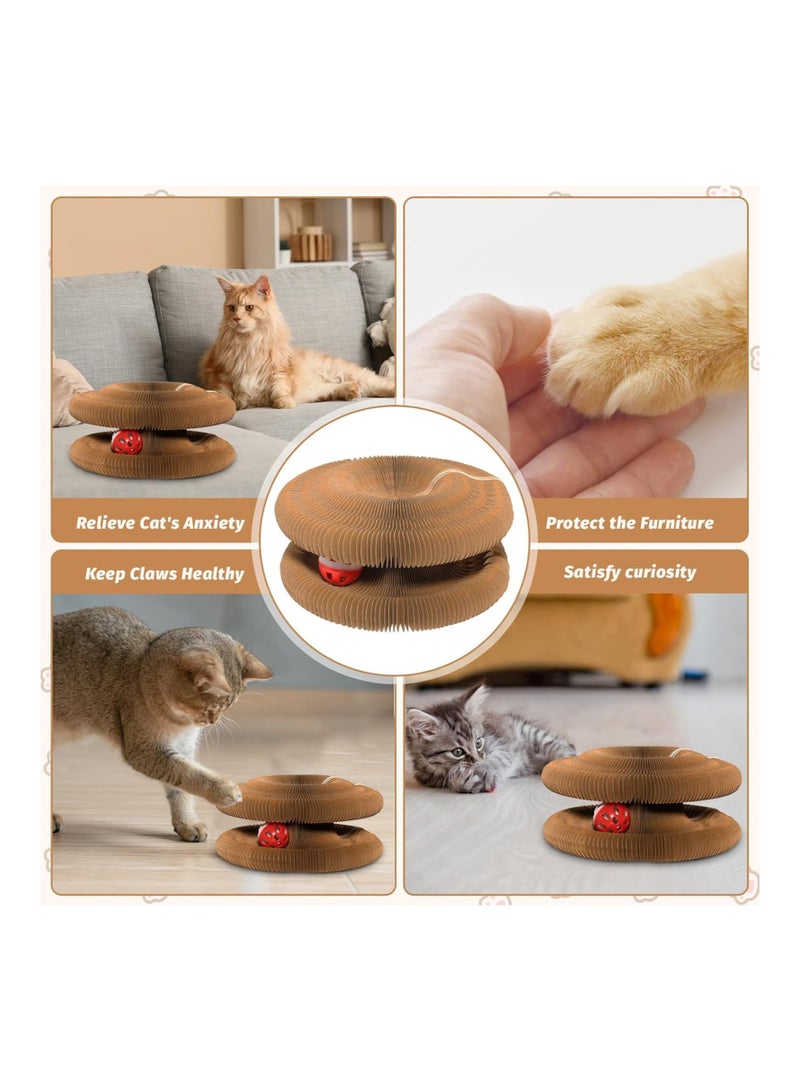 Homify Magic Organ Cat Scratcher with Bell Ball, Compact Accordion Interactive Cat Toys for Grinding Claw Foldable Recyclable Cat Scratching Board Reversible Retractable Sofa Protector - Image 5