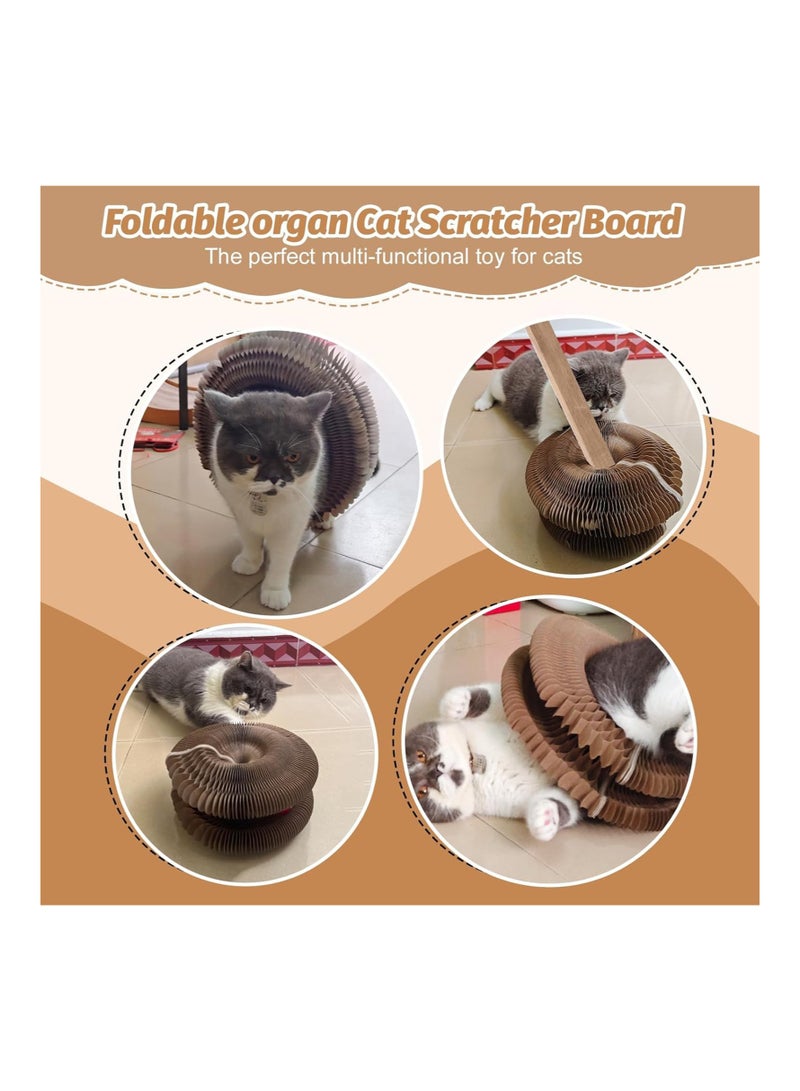Homify Magic Organ Cat Scratcher with Bell Ball, Compact Accordion Interactive Cat Toys for Grinding Claw Foldable Recyclable Cat Scratching Board Reversible Retractable Sofa Protector - Image 4