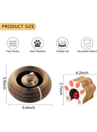 Interactive Cat Toy with Bell Ball, Compact Accordion Kitten Toys for Grinding Claws, Foldable Stackable Cat Scratcher, Transformable Toys for Cat Sofa Protector - view 5