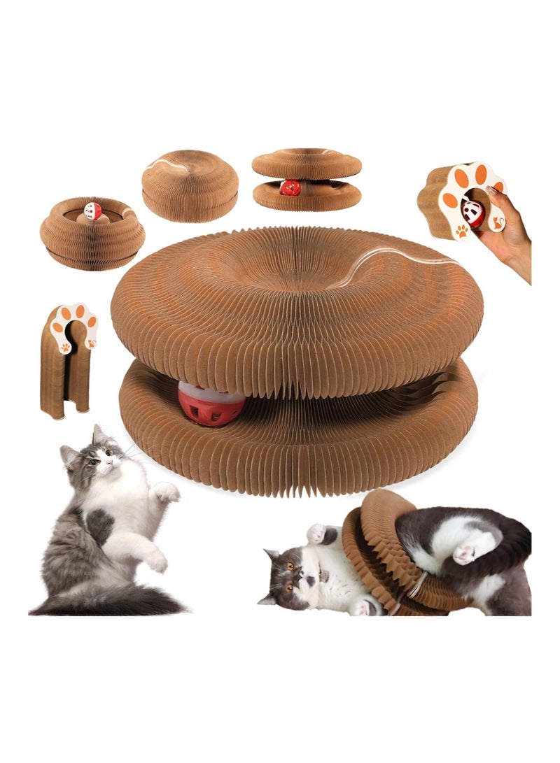 Homify Magic Organ Cat Scratcher with Bell Ball, Compact Accordion Interactive Cat Toys for Grinding Claws, Foldable Stackable Kitten Toys, Retractable Transformable Sofa Protector for Cats - Image 1