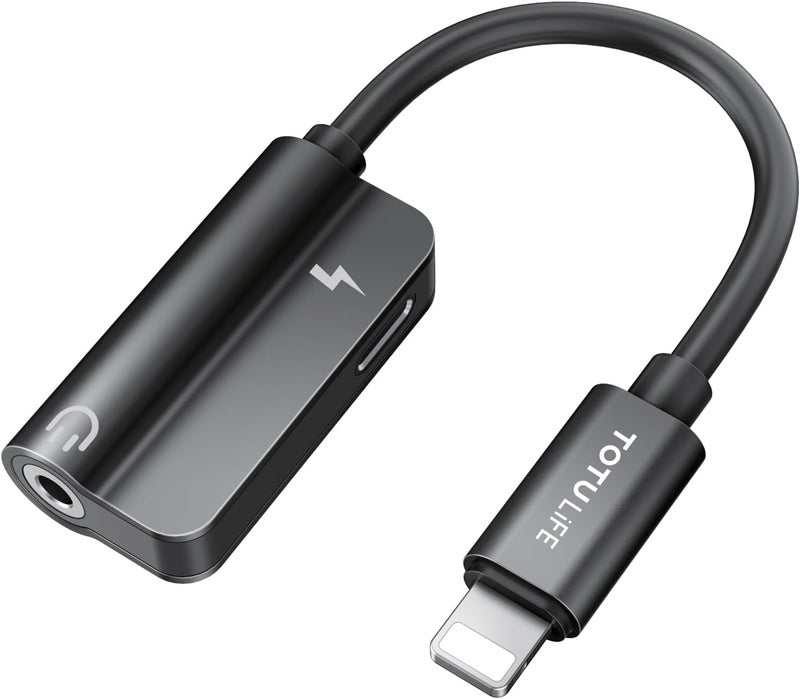 TOTULIFE PURE Series OTG Wired L-L + 3.5mm Adapter - Black - Image 1