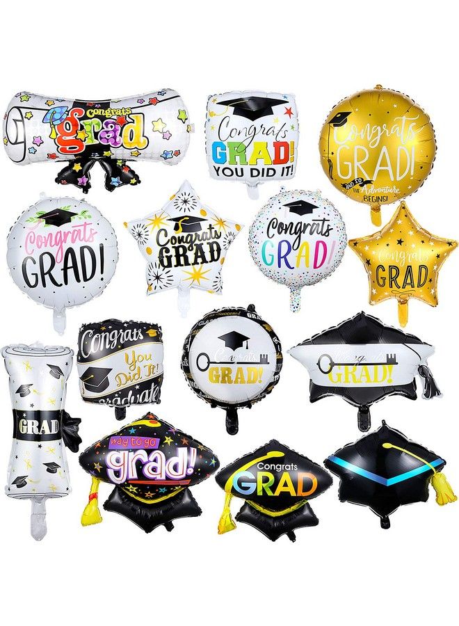 Skylety 14 Pieces Graduation Party Supplies Balloons Graduation Foil Balloons Class Of 2023 Congrats Graduation Trophy Foil Balloons For College High School Party Decorations Supplies - Image 2