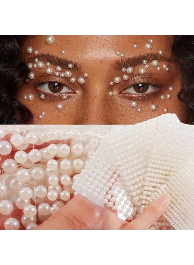 160 Pearls Semi Circular Faux Pearl Stickers Mermaid Tears Stage Show Makeup Adhesive Backing - Image 2
