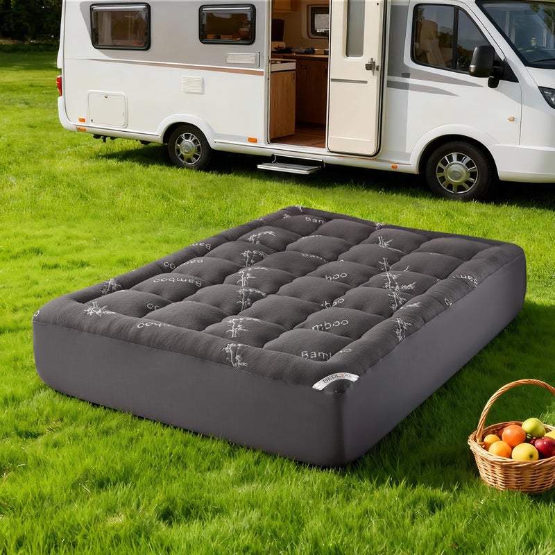 BEDLORE RV Queen Mattress Topper Viscose Derived from Bamboo,Pillow Top Mattress Pad with Stretchable Pockets for 6"-15" Mattress, Soft Breathable Mattress Topper for Back Pain Relief(Dark Gray) - Image 4
