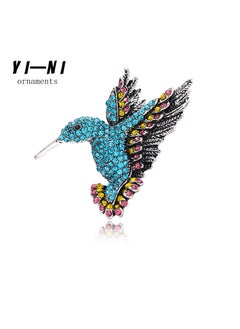foreign trade European and American high-end rhinestone hummingbird brooch animal corsage brooch clothing bird pin broochYNCP1140 light blue silver bottom YNCP1140 light blue silver bottom