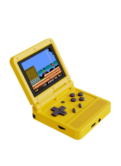 V90 Game Machine Mini Handheld Flip PS Open Source Handheld 64-bit Classic Retro Nostalgic GBA Arcade-Product Color:V90 Without System Card-Model:Yellow (english Version)