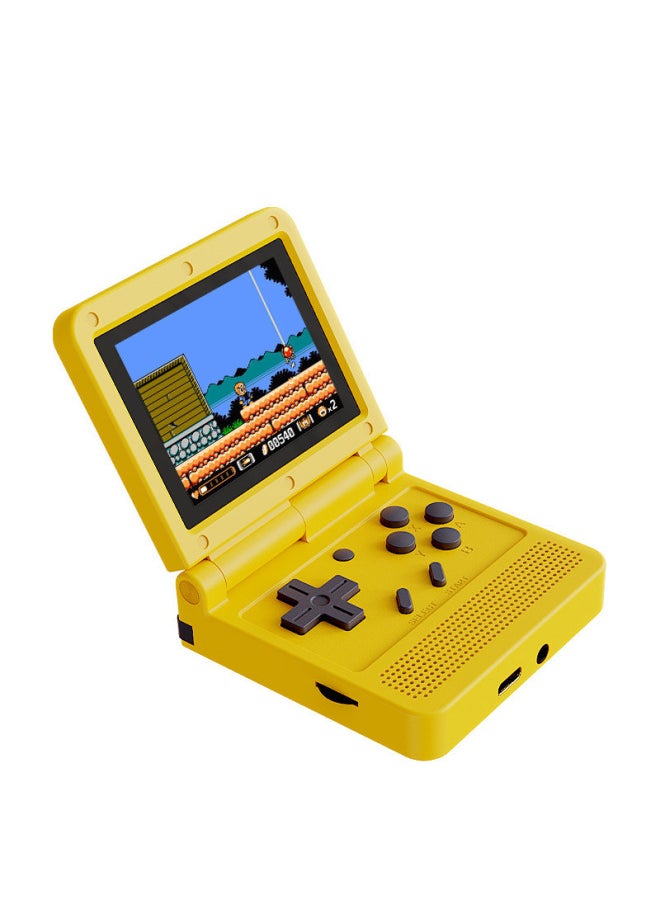 Generic - V90 Game Machine Mini Handheld Flip PS Open Source Handheld 64-bit Classic Retro Nostalgic GBA Arcade-Product Color:V90 Without System Card-Model:Yellow (english Version) - Image 1