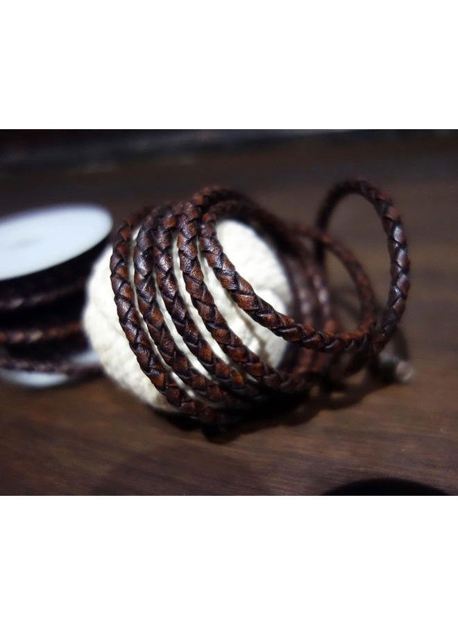 Cords Craft, 3mm Braided Leather Cord for Jewelry Making, Round Bolo Braided Leather Cord, Wrap Bracelets, Necklaces, DIY Craft, Hobby Projects, Dark Brown Vintage, Roll of 5 Meters = 5.46 Yards - Image 4