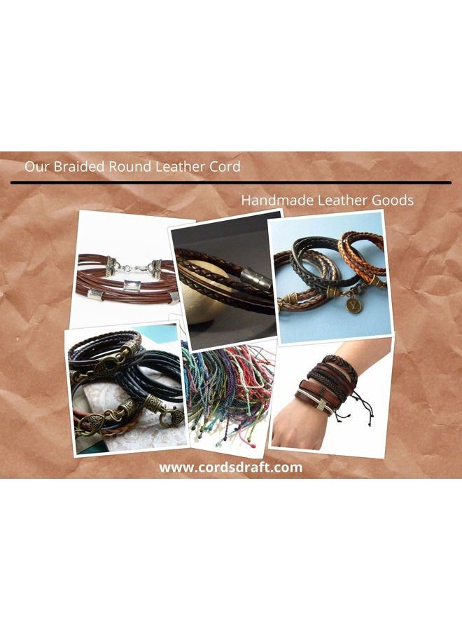 Cords Craft, 3mm Braided Leather Cord for Jewelry Making, Round Bolo Braided Leather Cord, Wrap Bracelets, Necklaces, DIY Craft, Hobby Projects, Dark Brown Vintage, Roll of 5 Meters = 5.46 Yards - Image 3