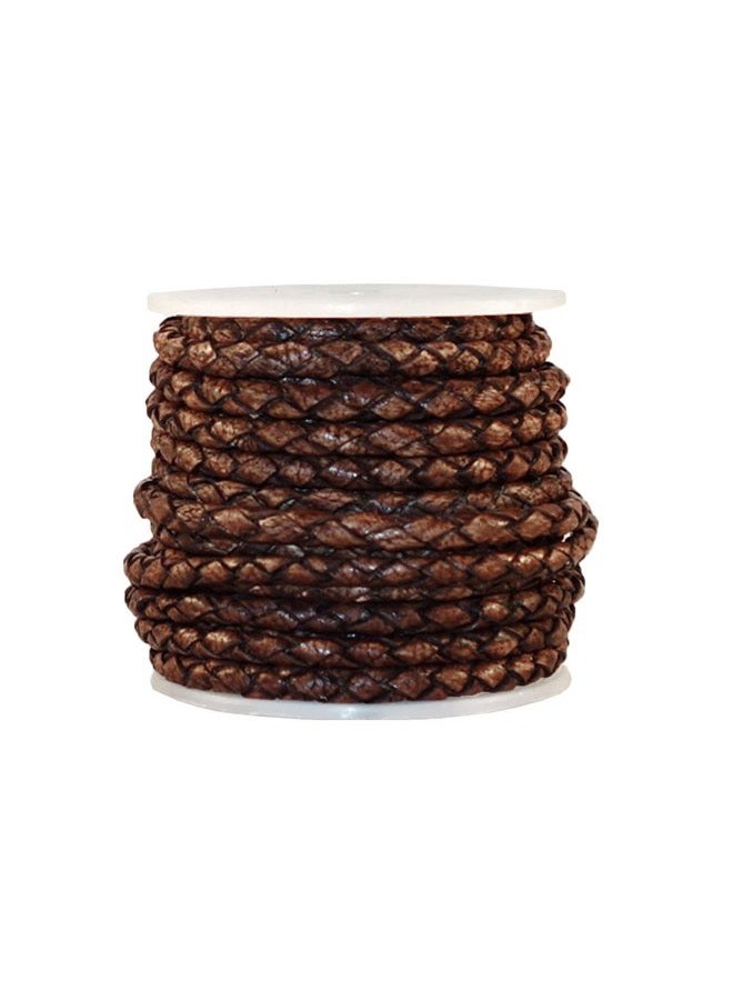 Cords Craft, 3mm Braided Leather Cord for Jewelry Making, Round Bolo Braided Leather Cord, Wrap Bracelets, Necklaces, DIY Craft, Hobby Projects, Dark Brown Vintage, Roll of 5 Meters = 5.46 Yards - Image 2