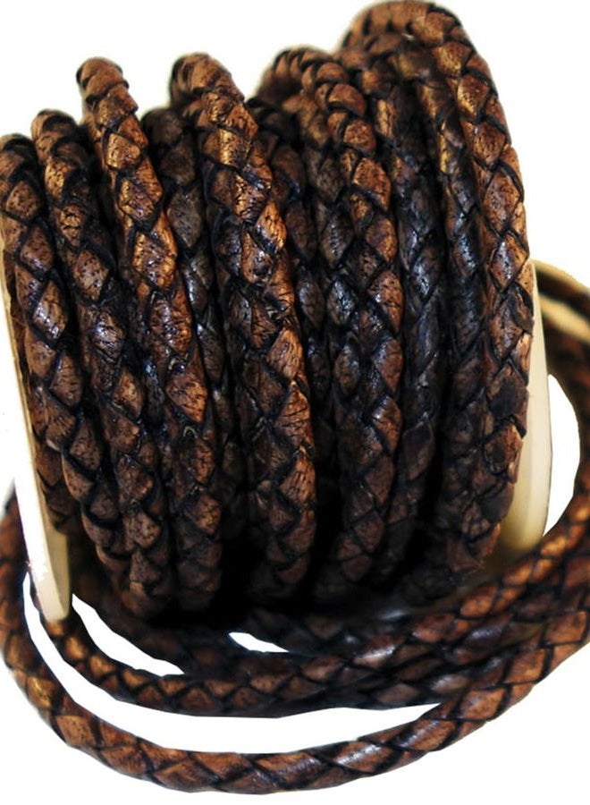 Cords Craft, 3mm Braided Leather Cord for Jewelry Making, Round Bolo Braided Leather Cord, Wrap Bracelets, Necklaces, DIY Craft, Hobby Projects, Dark Brown Vintage, Roll of 5 Meters = 5.46 Yards - Image 1