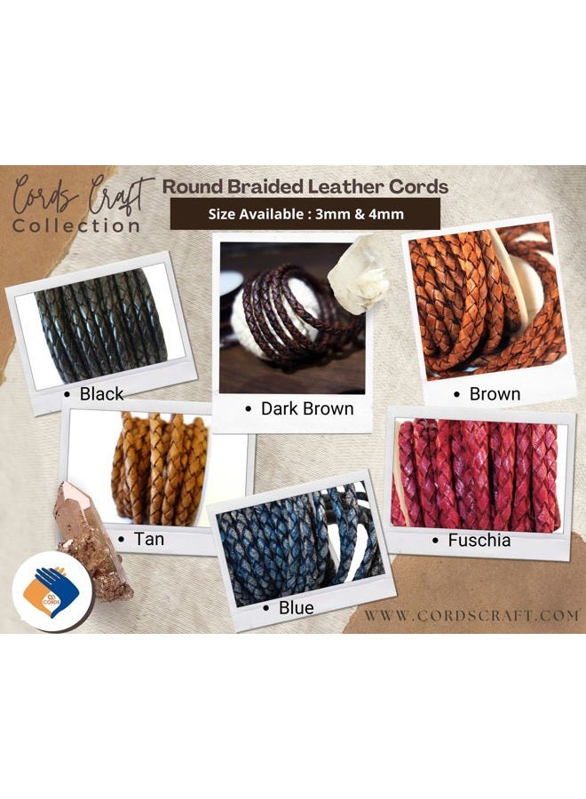 Cords Craft, 3mm Braided Leather Cord for Jewelry Making, Round Bolo Braided Leather Cord, Wrap Bracelets, Necklaces, DIY Craft, Hobby Projects, Dark Brown Vintage, Roll of 5 Meters = 5.46 Yards - Image 5
