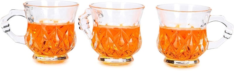 WRINGO 300 ML Crystal Clear Classic Design Glass Tea Cup with Convenient Solid Handle Mug for Tea Coffee Beer Espresso and Cappuccino Vintage Tea Cup 300 ML 6 - Image 2
