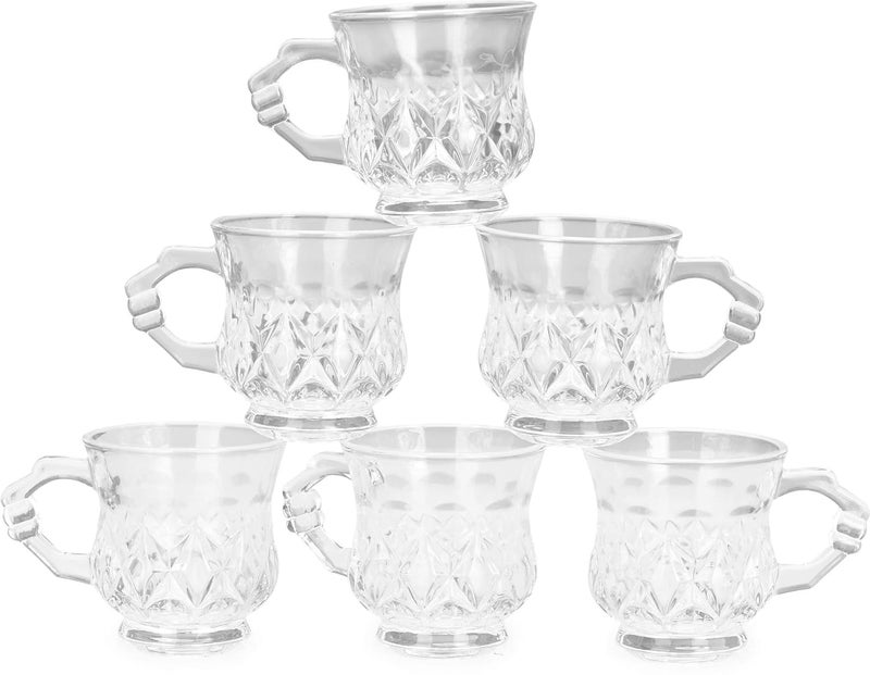 WRINGO 300 ML Crystal Clear Classic Design Glass Tea Cup with Convenient Solid Handle Mug for Tea Coffee Beer Espresso and Cappuccino Vintage Tea Cup 300 ML 6 - Image 5