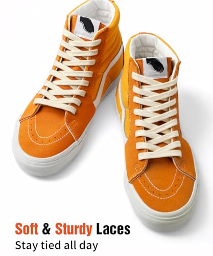Handshop Wide Flat Athletic Shoelaces 5/16"(2 Pair) - Shoe Laces for Sneakers and Casual Shoes Replacements Cream 55 inch (140cm) - Image 3