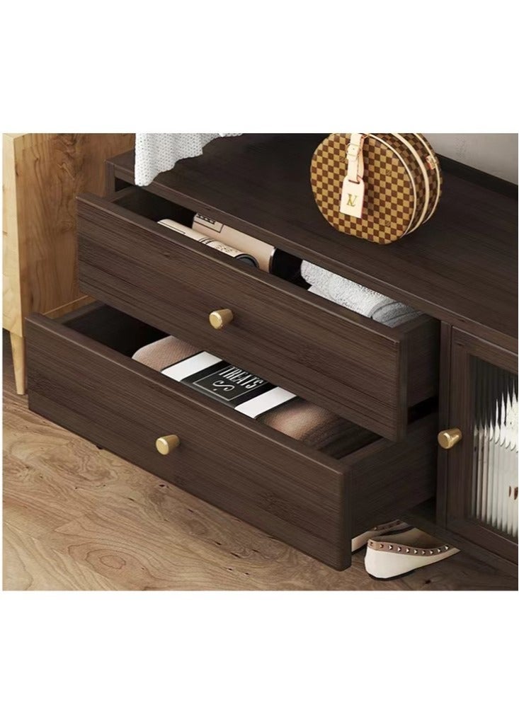 Kutis 1-Piece Freestanding Hanger Clothes Organizer Clothes Rack With Drawer And Hook Bamboo Brown 88x29x158 cm - Image 4